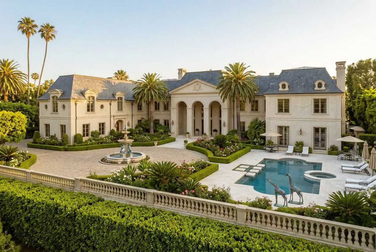 Glorya Kaufmans Chateau de Liberté in Beverly Hills für 25 Millionen Dollar gelistet – KI-generiertes Symbolbild